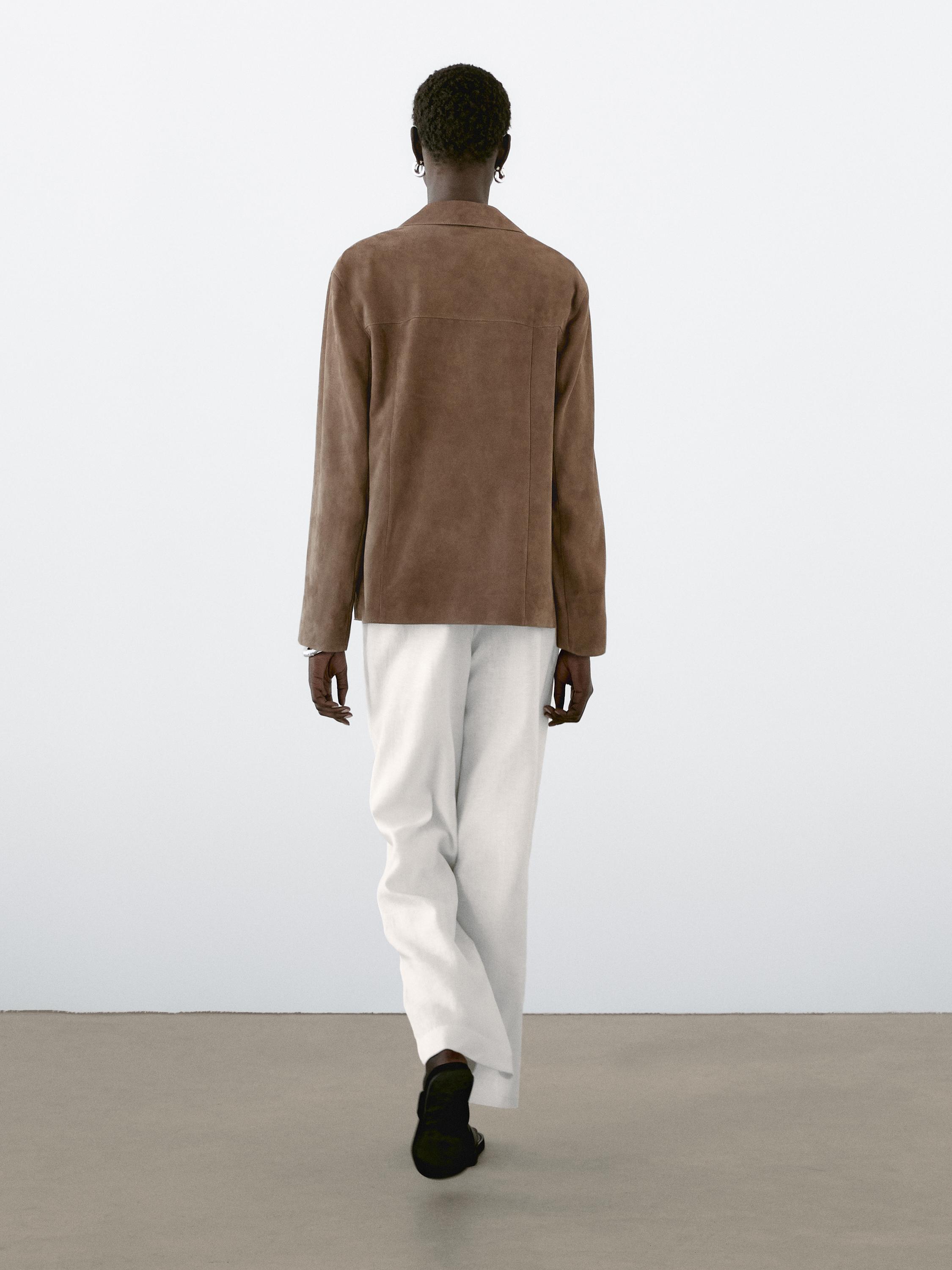 Flowing suede leather blazer